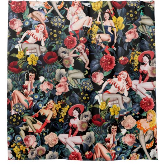 Pin-up III Douchegordijn (Voorkant)