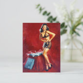 Pin-up krijgen gedrukt briefkaart (Staand voorkant)