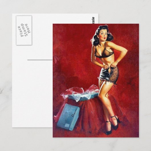 Pin-up krijgen gedrukt briefkaart (Voorkant / Achterkant)