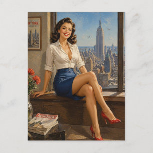 Pin-up-kunst uit de jaren 50 briefkaart