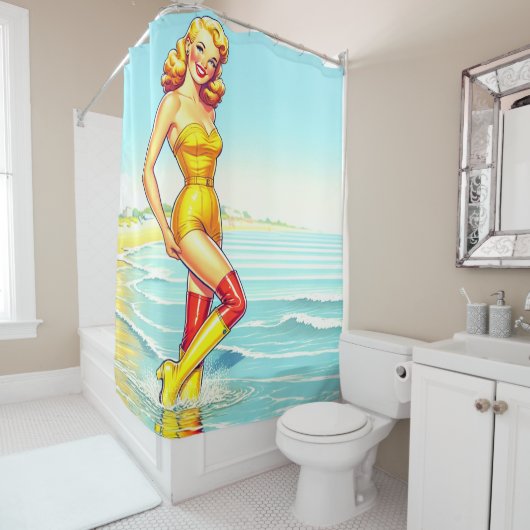 Pin Up Lady Douchegordijn (In situ)
