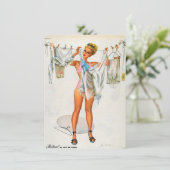 Pin-up lingerie vrijgezellenfeest kaart (Staand voorkant)