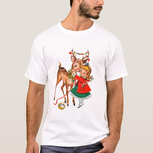Pin Up Little Girl Reindeer T-shirt (Voorkant)