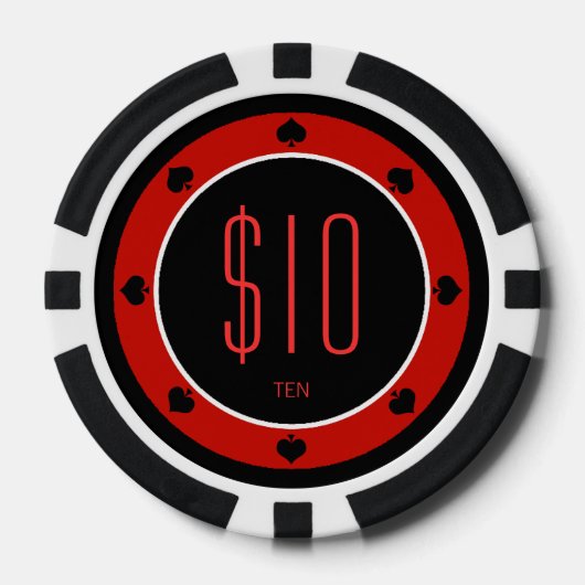 pin-up meisje $10 poker chip (schoppen) (Voorkant)