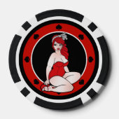 pin-up meisje $10 poker chip (schoppen) (Achterkant)