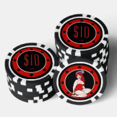 pin-up meisje $10 poker chip (schoppen) (Opstapeling)