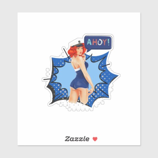  Pin Up Meisje, Ahoy Sailor Sticker (Vel)