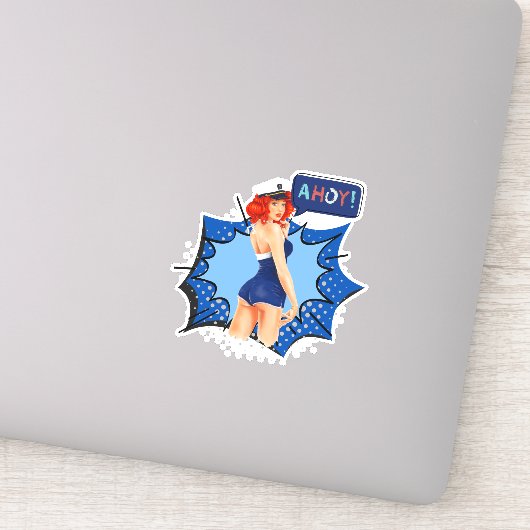 Pin Up Meisje, Ahoy Sailor Sticker (Detail)