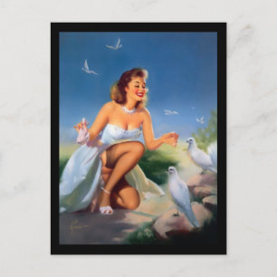 Pin-up meisje ansichtkaart uit de jaren 50 briefkaart