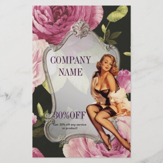 Pin-up meisje cosmetoloog haar make-up artiest flyer (Voorkant)