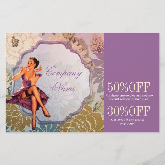 Pin-up meisje cosmetoloog haar make-up artiest flyer (Voorkant)