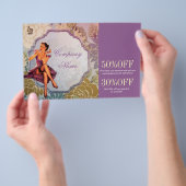 Pin-up meisje cosmetoloog haar make-up artiest flyer (Hand)