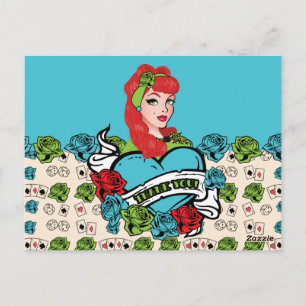 Pin-up meisje, dank je kaarten