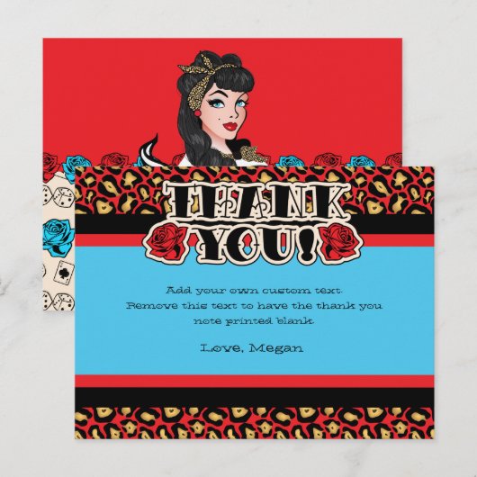 Pin-up meisje, dank je kaarten (Voorkant / Achterkant)