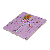 Pin-up meisje in een Martini-glas (rood) Onderzett Tegeltje (Zijkant)