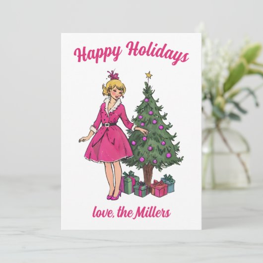 Pin Up Meisje Kerst Kaarten (Staand voorkant)