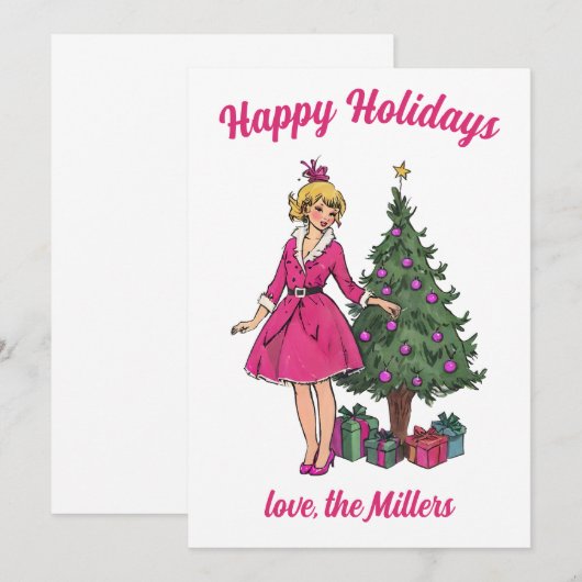 Pin Up Meisje Kerst Kaarten (Voorkant / Achterkant)