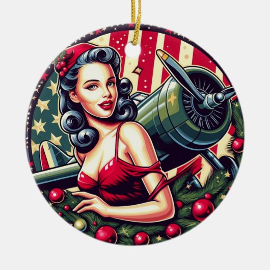 Pin-up Meisje Kerstmis Ornament (Voorkant)