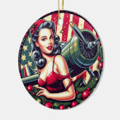Pin-up Meisje Kerstmis Ornament (Links)
