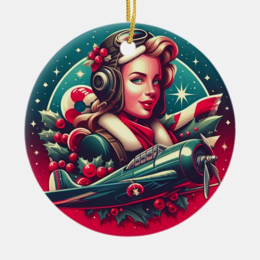 Pin-up Meisje Kerstmis Ornament (Voorkant)