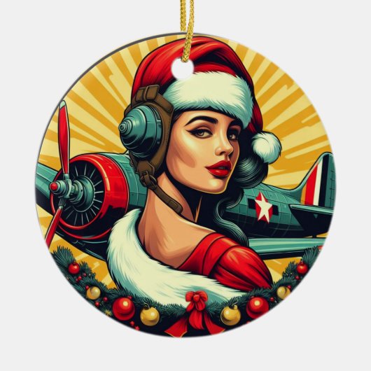 Pin-up Meisje Kerstmis Ornament (Voorkant)
