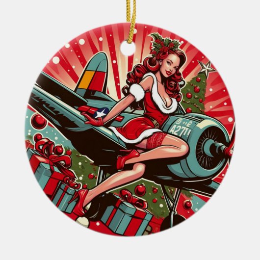 Pin-up Meisje Kerstmis Ornament (Voorkant)