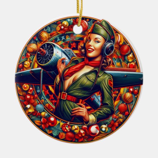 Pin-up Meisje Kerstmis Ornament (Voorkant)
