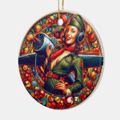 Pin-up Meisje Kerstmis Ornament (Links)