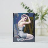 Pin-Up Meisje met Industriële Achtergrond Briefkaa Briefkaart (Staand voorkant)