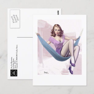 Pin-Up Meisje met stedelijke achtergrond Briefkaart