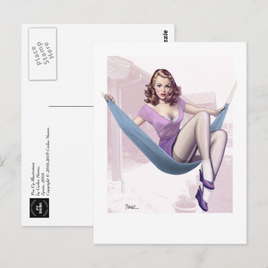 Pin-Up Meisje met stedelijke achtergrond Briefkaart (Voorkant / Achterkant)