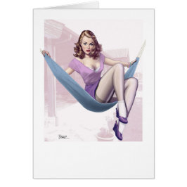 Pin-Up Meisje met Urban Achtergrond Kaart