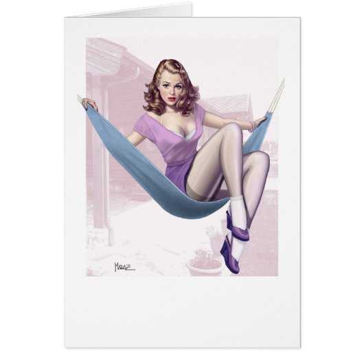 Pin-Up Meisje met Urban Achtergrond Kaart (Voorkant)