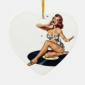 Pin-up-meisje op record keramisch ornament (Voorkant)