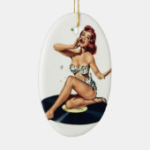 Pin-up-meisje op record keramisch ornament (Rechts)