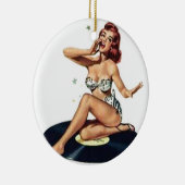 Pin-up-meisje op record keramisch ornament (Rechts)