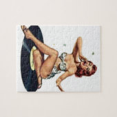 Pin-up-meisje op record legpuzzel (Horizontaal)