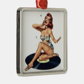 Pin-up-meisje op record metalen ornament (Rechts)