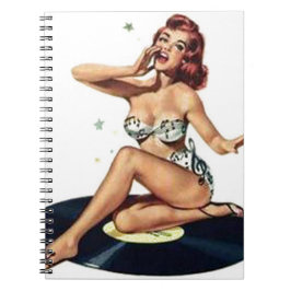 Pin-up-meisje op record notitieboek