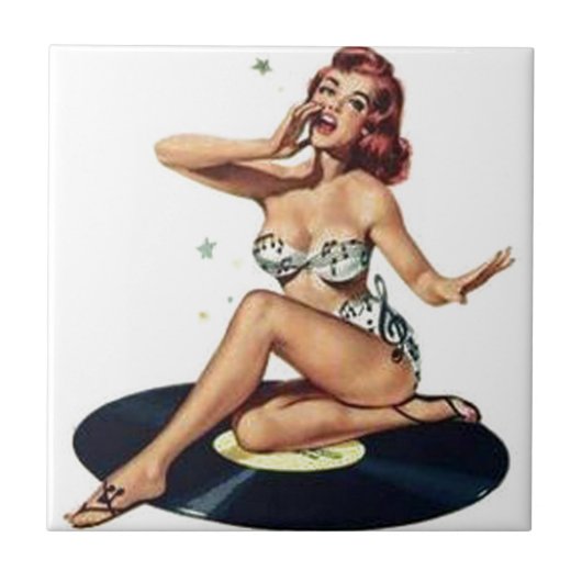 Pin-up-meisje op record tegeltje (Voorkant)