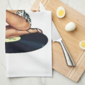 Pin-up-meisje op record theedoek (Quarter Fold)