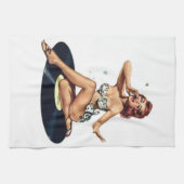 Pin-up-meisje op record theedoek (Horizontaal)