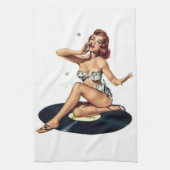 Pin-up-meisje op record theedoek (Verticaal)