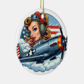Pin-Up Meisje P-47 Keramisch Ornament (Rechts)