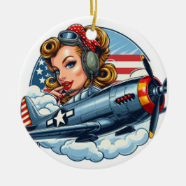 Pin-Up Meisje P-47 Keramisch Ornament