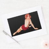 Pin-up Meisje, Red Passion (sticker) Rechthoekige Sticker (Envelop)