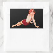 Pin-up Meisje, Red Passion (sticker) Rechthoekige Sticker (Tas)