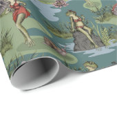 pin-up-meisjes kikkers cadeaupapier (Rol Hoek)