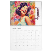 Pin-up meisjes retro nieuwjaar kalender (Jan 2026)