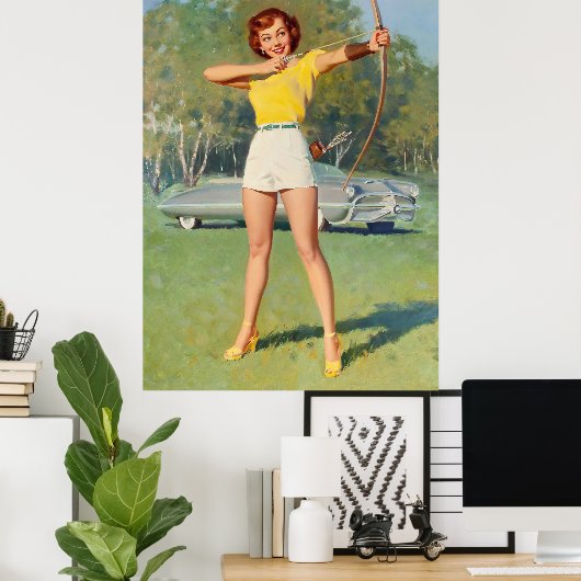Pin-Up met Bow and Arrow Art Poster (Thuiskantoor)
